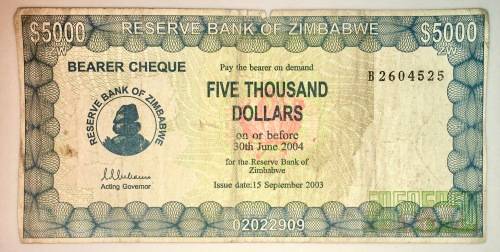 ZIMBABWE 5000 DOLLARS 2004