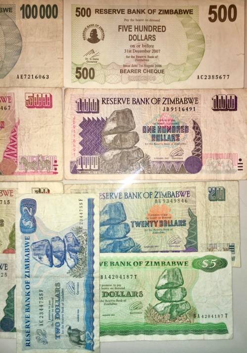 ZIMBABWE SET X9,,, 100,000 DOLLARS TO 2 DOLLARS 1994-2007(1 BID TAKES ALL)
