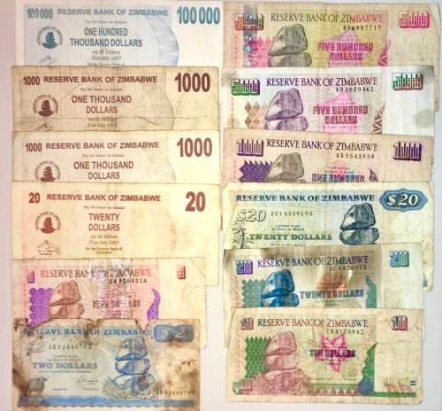 ZIMBABWE X12 VARIOUS NOTES 1983-2007