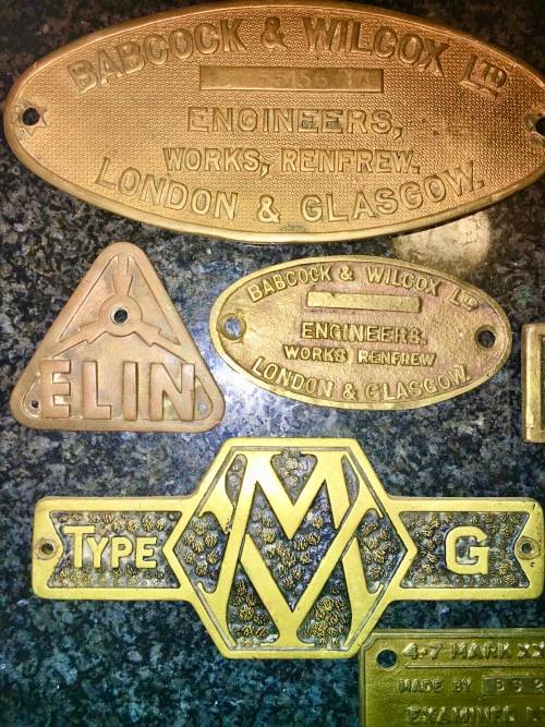 BRASS PLAQUES X 10 VARIOUS FROM 1925 (1 BID TAKES ALL)