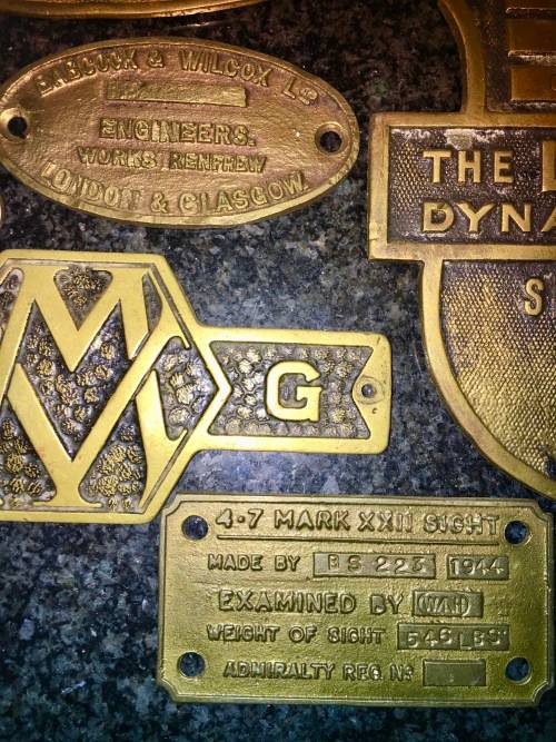 BRASS PLAQUES X 10 VARIOUS FROM 1925 (1 BID TAKES ALL)