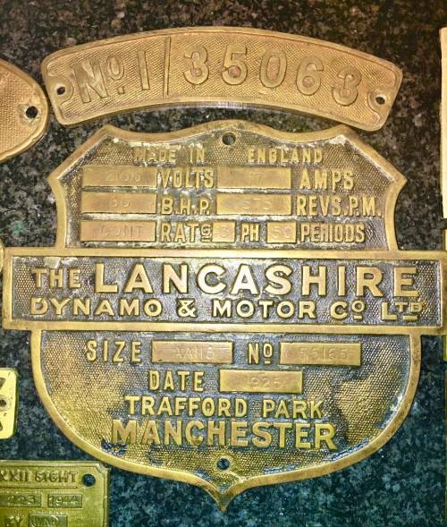 BRASS PLAQUES X 10 VARIOUS FROM 1925 (1 BID TAKES ALL)