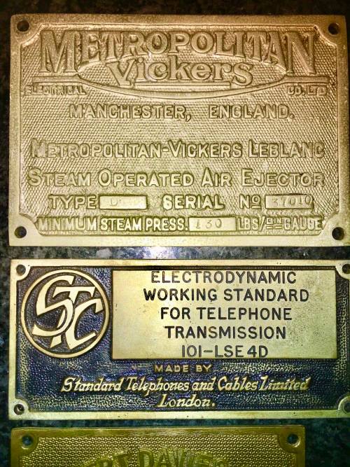 BRASS PLAQUES X 10 VARIOUS FROM 1925 (1 BID TAKES ALL)