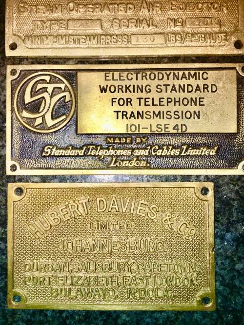 BRASS PLAQUES X 10 VARIOUS FROM 1925 (1 BID TAKES ALL)