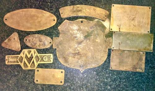 BRASS PLAQUES X 10 VARIOUS FROM 1925 (1 BID TAKES ALL)
