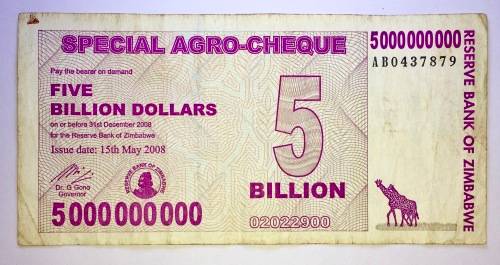 ZIMBABWE 5 BILLION DOLLARS 2008 AB0437