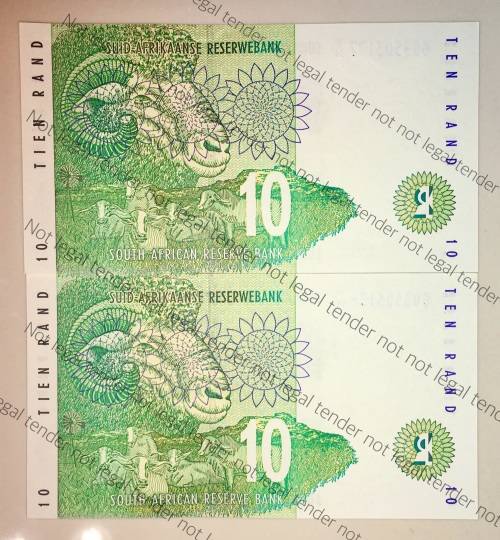 TT MBOWENI R10 IN SEQUENCE GO3505136-137 UNC 1999 FIRST ISSUE(1 BID TAKES ALL)