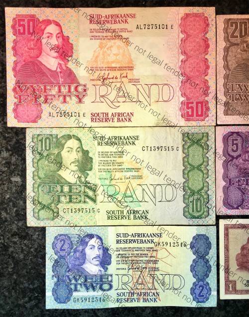 COMPLETE SET OF GPC DE KOCK and DECIMALS  R50 TO R2,,,1980s (R1 TW DE JONG 1975)- (1 BID TAKES ALL)