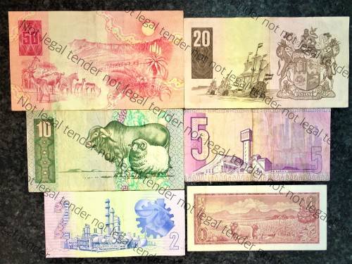 COMPLETE SET OF GPC DE KOCK and DECIMALS  R50 TO R2,,,1980s (R1 TW DE JONG 1975)- (1 BID TAKES ALL)