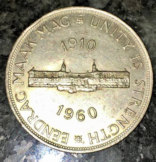 S A UNION SILVER 5 SHILLINGS 1960 SILVER CROWN