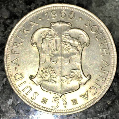S A UNION SILVER 5 SHILLINGS 1960 SILVER CROWN