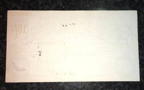 ORANJE VRIJ STAAT POST NOOT WTM 10 SHILLINGS STAMPED WINBURG & WISSELKANTOOR  1898/99