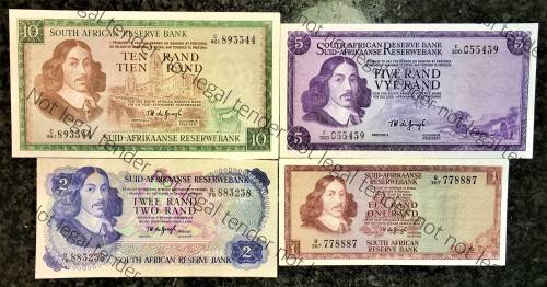 COMPLETE SET OF TW DE JONGH & DECIMALS UNC-AUNC R10 TO R1 -- 1967-1975( 1 BID TAKES ALL)