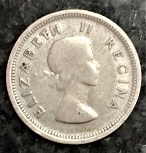 S A UNION SILVER  1 SHILLING 1957 SILVER