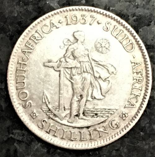 S A UNION SILVER 1 SHILLING 1937 SILVER 80%