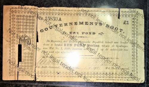 Z.A.R PIETERSBURG 1 POUND GOVERNMENT NOOT 01-04-1901 (WTM IS S.A SUPPLY TYPEWRITER CO) Z.A.REPUBLIEK