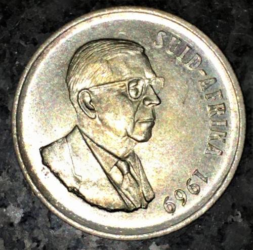 R S A  SILVER R1--1969  AFRIKAANS -- 80% SILVER