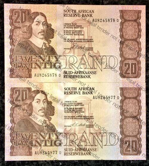 CL STALS R20 IN SEQUENCE AU8265877-878 UNC-AUNC E/A 1ST ISSUE 1990 (1 BID TAKES ALL)))