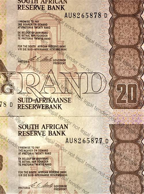 CL STALS R20 IN SEQUENCE AU8265877-878 UNC-AUNC E/A 1ST ISSUE 1990 (1 BID TAKES ALL)))