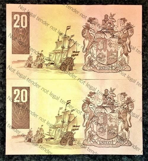 CL STALS R20 IN SEQUENCE AU8265877-878 UNC-AUNC E/A 1ST ISSUE 1990 (1 BID TAKES ALL)))