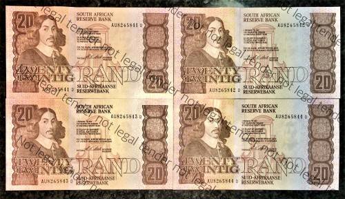 CL STALS R20 IN SEQUENCE AU8265841-844 UNC-AUNC E/A 1ST ISSUE 1990 (BID PER NOTE)4 AVAILABLE