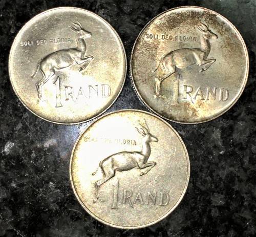 R S A  SILVER SET R1-- 1966 ENGLISH - AFRIKAANS &1967 AFRIKAANS -- 80% SILVER(1 BID TAKES ALL)