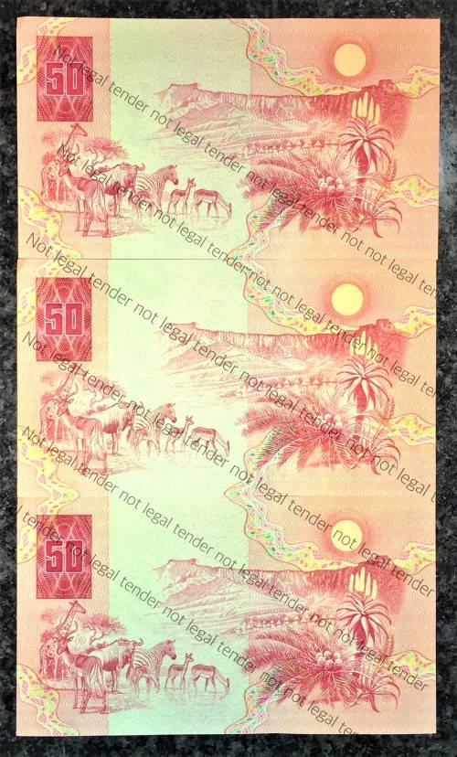 GPC DE KOCK R50 IN SEQUENCE AF1748840-838 UNC A/E 3RD ISSUE 1984(BID PER NOTE)