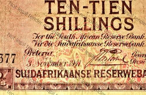 J.POSTMUS SET 10 POUND 1943 F2 - 5 POUND 1937 B12  & 10 SHILLING 1941 SAILING SHIP WTM E/A 1ST ISSUE