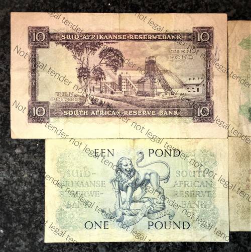 MH DE KOCK SET 10 POUND 1955, 5 POUND 1955 ,1 POUND 1954 E/A & 10 SHILLINGS 1958(1 BID TAKES ALL)