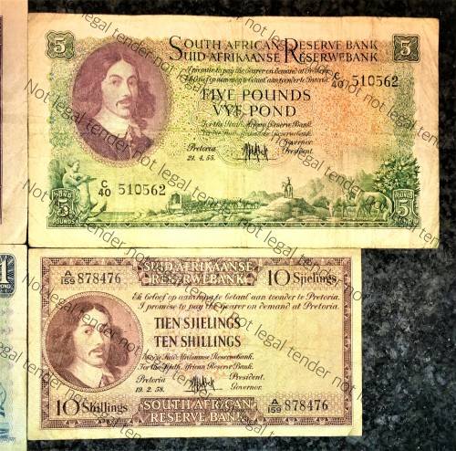 MH DE KOCK SET 10 POUND 1955, 5 POUND 1955 ,1 POUND 1954 E/A & 10 SHILLINGS 1958(1 BID TAKES ALL)