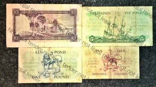 MH DE KOCK SET 10 POUND 1955, 5 POUND 1955 ,1 POUND 1954 E/A & 10 SHILLINGS 1958(1 BID TAKES ALL)