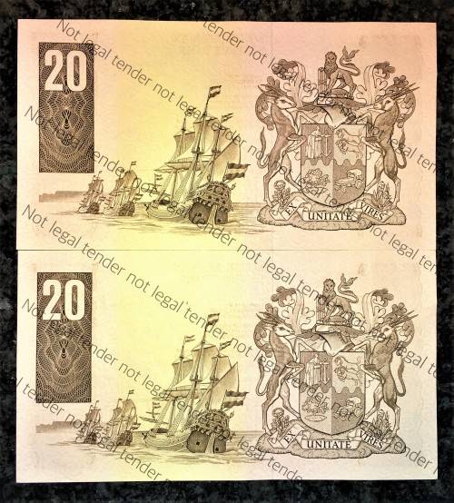 GPC DE KOCK R20 IN SEQUENCE D5/82 049924-923 UNC E/A 3RD ISSUE 1984 (1 BID TAKES ALL)