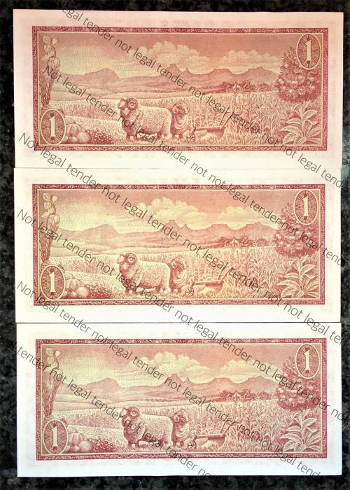 TW DE JONGH R1 IN SEQUENCE B520-631515-513 UNC E/A 3RD ISSUE 1975 ( 1 BID TAKES ALL)