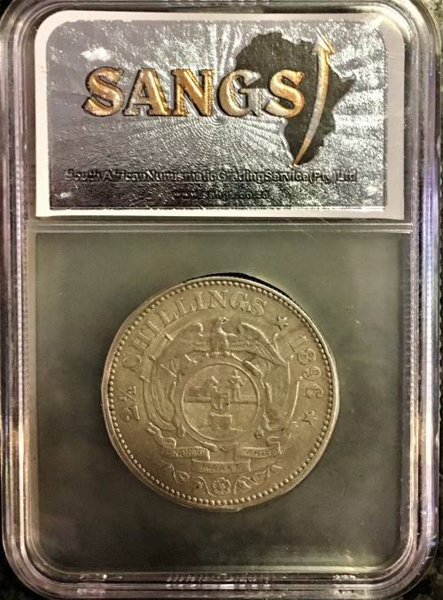 Z A R GRADED 2 1/2 SHILLINGS VF25 HALF CROWN  -1896 SANGS GRADED