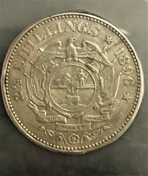 Z A R GRADED 2 1/2 SHILLINGS VF25 HALF CROWN  -1896 SANGS GRADED