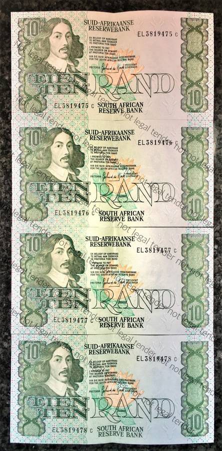 GPC DE KOCK R10 IN SEQUENCE EL3819475-478 AUNC A/E 3RD ISSUE 1985(1 BID TAKES ALL)