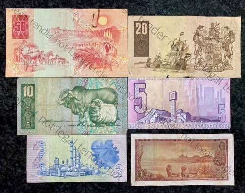 COMPLETE SET OF GPC DE KOCK & DECIMALS  R50 TO R2,,,1980s (R1 TW DE JONGH 1967)- (1 BID TAKES ALL)