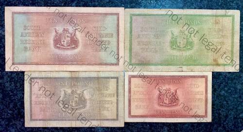 J POSTMUS SET 10 POUND F1 -1943 ,5 POUND B22 -1943 ,1 POUND 1941 & 10 SHILLINGS E64 -1943 ALL E/A