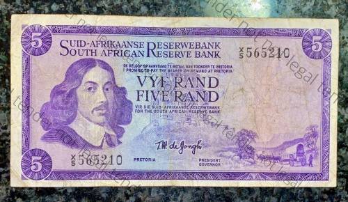 REPLACEMENT NOTE TW DE JONGH R5 -- X5 -- 1967 E/A 1ST ISSUE SPRINGBUCK WTM