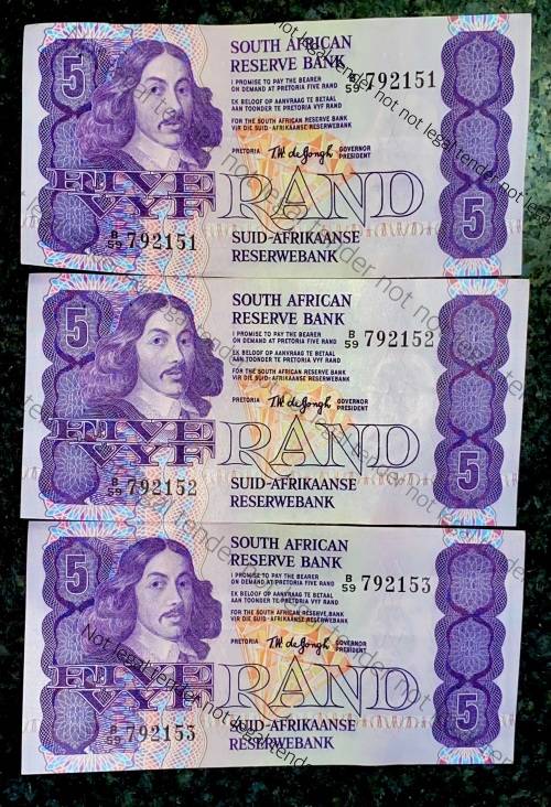 TW DE JONGH R5 IN SEQUENCE B59/792151-153 --  4TH ISSUE 1978 E/A(1 BID TAKES ALL))