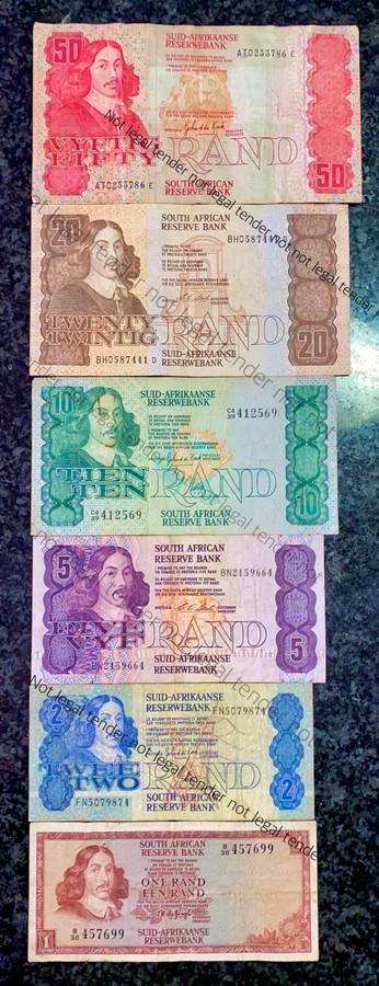SET OF VARIOUS GOVERNORS & DECIMALS R50 TO R1  ( 1 BID TAKES ALL)