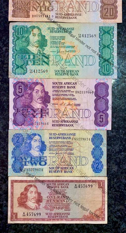 SET OF VARIOUS GOVERNORS & DECIMALS R50 TO R1  ( 1 BID TAKES ALL)