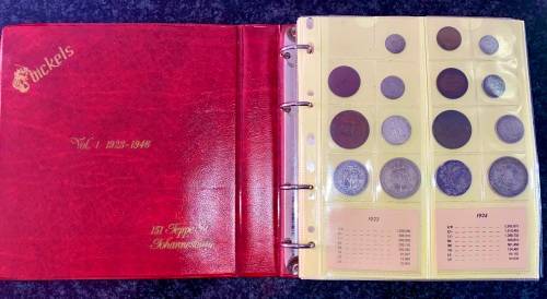S A UNION COLLECTION 1923-1946 IN ORIGANAL BICKELS ALBUM NEAR COMPLETE ONLY 18 COINS MISSING