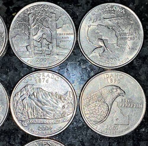 U S A - MIXED - IMPORTANT LANDMARKS - 50 STATES COLLECTION 1/4 DOLLAR LISTED FROM 1999(1 BID TAKE AL