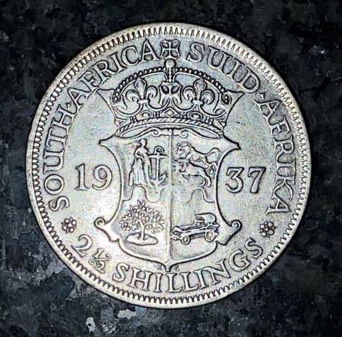 S A UNION SILVER 2 1/2 SHILLING 1937 SILVER 80%