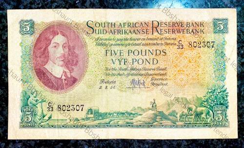 MH DE KOCK 5 POUND 02-03-1954 E/A 3RD ISSUE C33