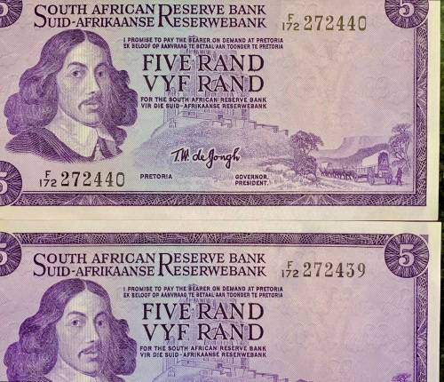 TW DE JONGH ERROR R5 IN SEQUENCE F172/ 272440-439 AUNC SPRINGBUCK WTM 1ST ISSUE 1967(1 BID TAKES ALL