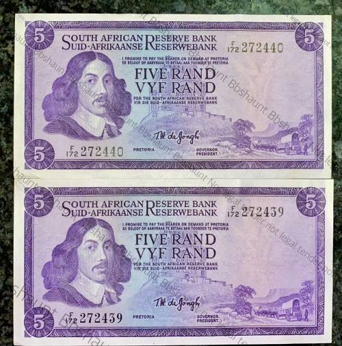 TW DE JONGH ERROR R5 IN SEQUENCE F172/ 272440-439 AUNC SPRINGBUCK WTM 1ST ISSUE 1967(1 BID TAKES ALL