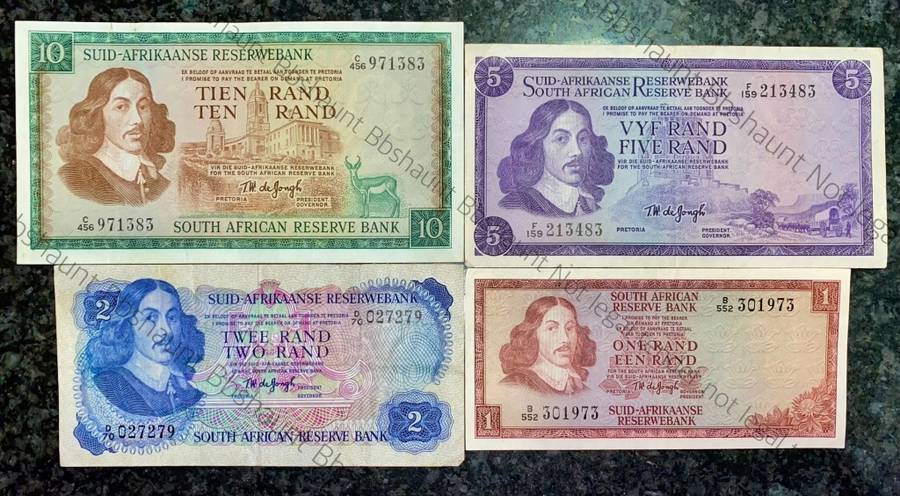 COMPLETE SET OF TW DE JONGH & DECIMALS R10 TO R1 - 1967-1975 GOOD CONDITION ( 1 BID TAKES ALL)