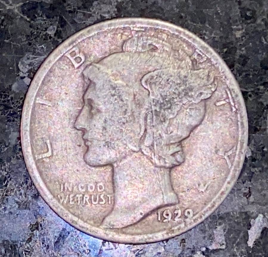 U S A SILVER 1 MERCURY DIME - 10 CENT 1929 PHILADELPHIA MINT - SILVER ,900